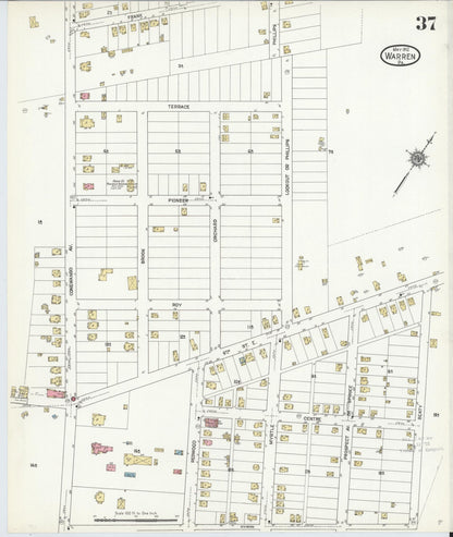 Sanborn Fire Insurance Map from Warren, Warren County, Pennsylvania (1912), Sheet #0037 - Historic Sanborn Fire Insurance Map Print, vintage old map wall art, antique decor, genealogy gift, Pennsylvania Pennsylvania map