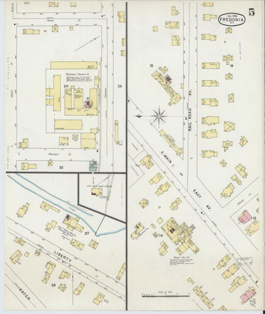 Sanborn Fire Insurance Map from Fredonia, Chautauqua County, New York (1896), Sheet #0005 - Historic Sanborn Fire Insurance Map Print, vintage old map wall art, antique decor, genealogy gift, New York New York map