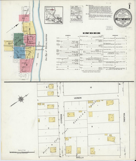 Sanborn Fire Insurance Map from West Monroe, Ouachita Parish, Louisiana. (1920) – Historic Sanborn Fire Insurance Map Print