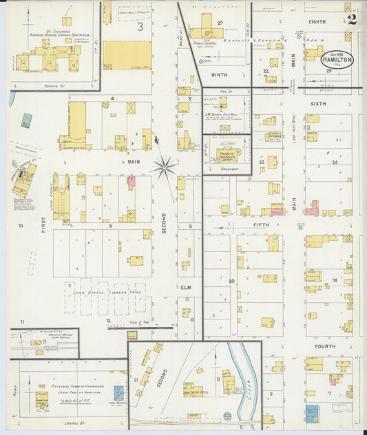Sanborn Fire Insurance Map from Hamilton, Hancock County, Illinois (1898), Sheet #0002 - Historic Sanborn Fire Insurance Map Print, vintage old map wall art, antique decor, genealogy gift, Illinois Illinois map