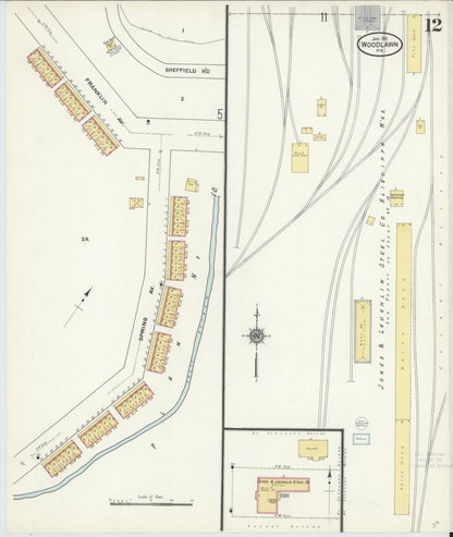 Sanborn Fire Insurance Map from Woodlawn, Beaver County, Pennsylvania (1911), Sheet #0012 - Complete Map Set gallery image, historic Sanborn map, vintage wall art, Pennsylvania Pennsylvania