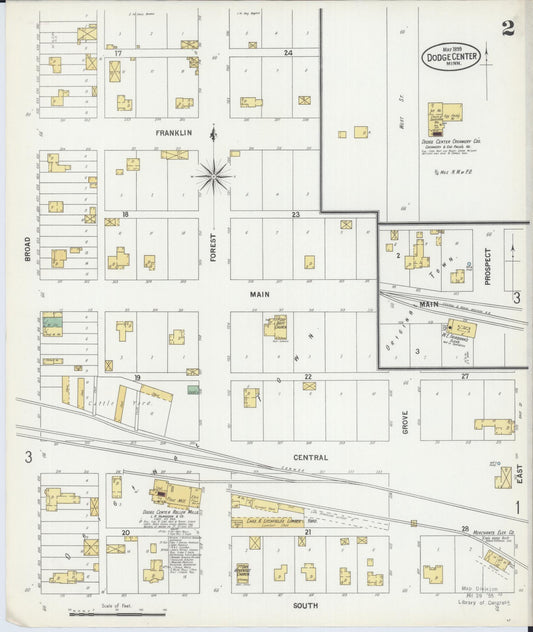 Sanborn Fire Insurance Map from Dodge Center, Dodge County, Minnesota (1899), Sheet #0002 - Historic Sanborn Fire Insurance Map Print, vintage old map wall art, antique decor, genealogy gift, Minnesota Minnesota map