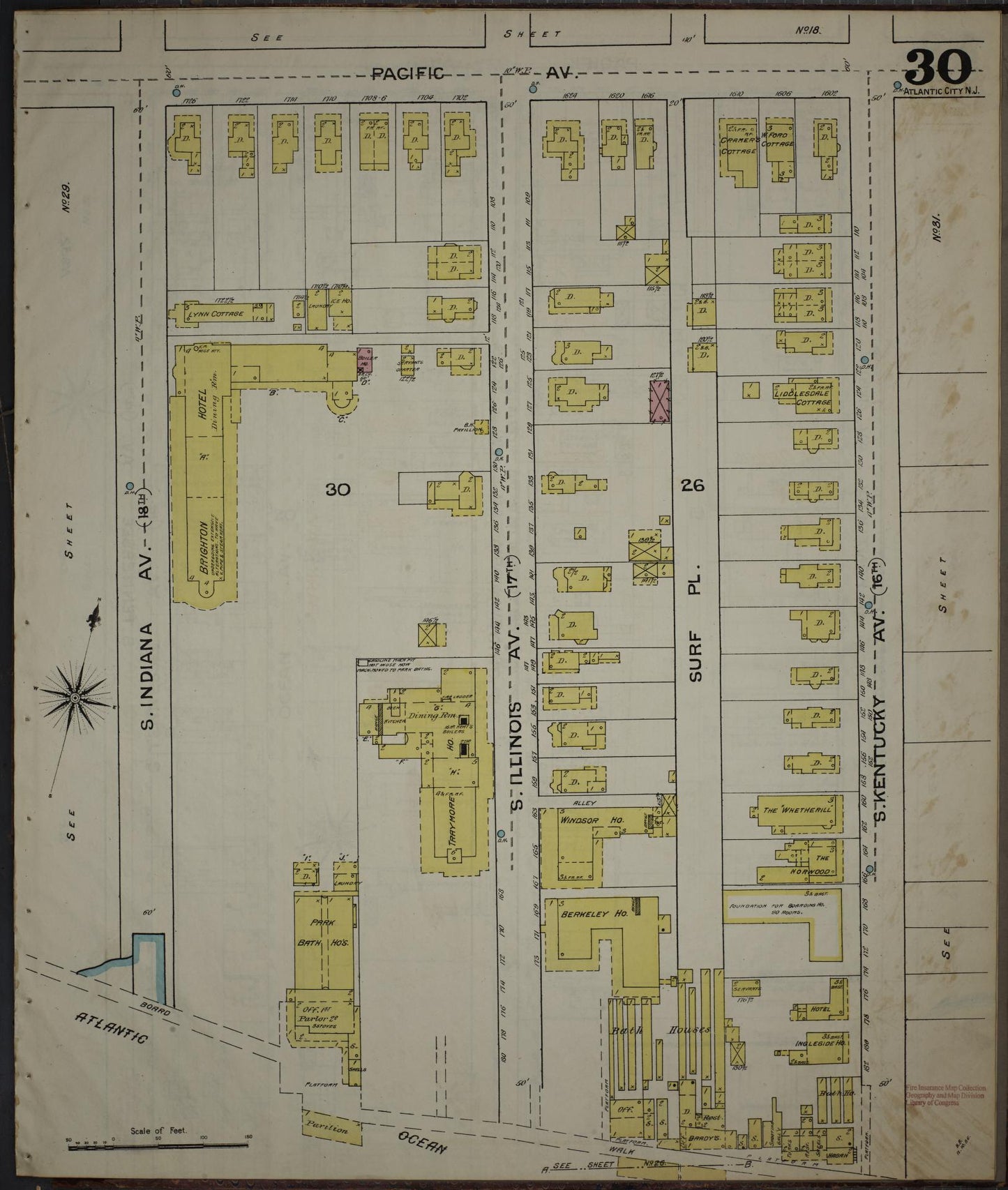 Sanborn Fire Insurance Map from Atlantic City, Atlantic County, New Jersey (1886), Sheet #0030 - Complete Map Set gallery image, historic Sanborn map, vintage wall art, New Jersey New Jersey