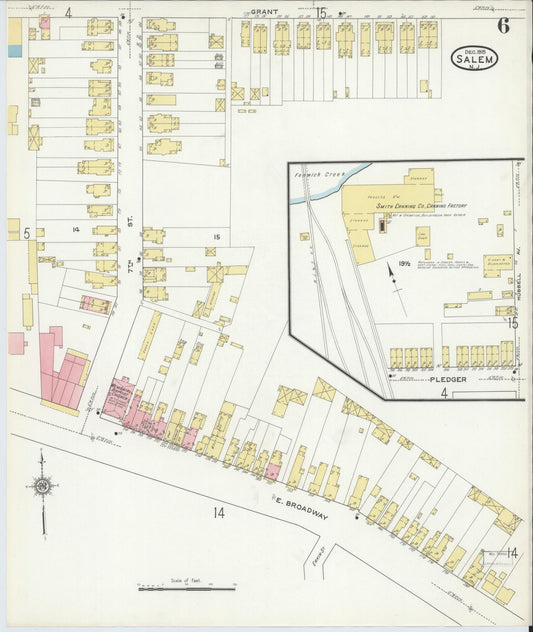 Sanborn Fire Insurance Map from Salem, Salem County, New Jersey (1915), Sheet #0006 - Historic Sanborn Fire Insurance Map Print, vintage old map wall art, antique decor, genealogy gift, New Jersey New Jersey map