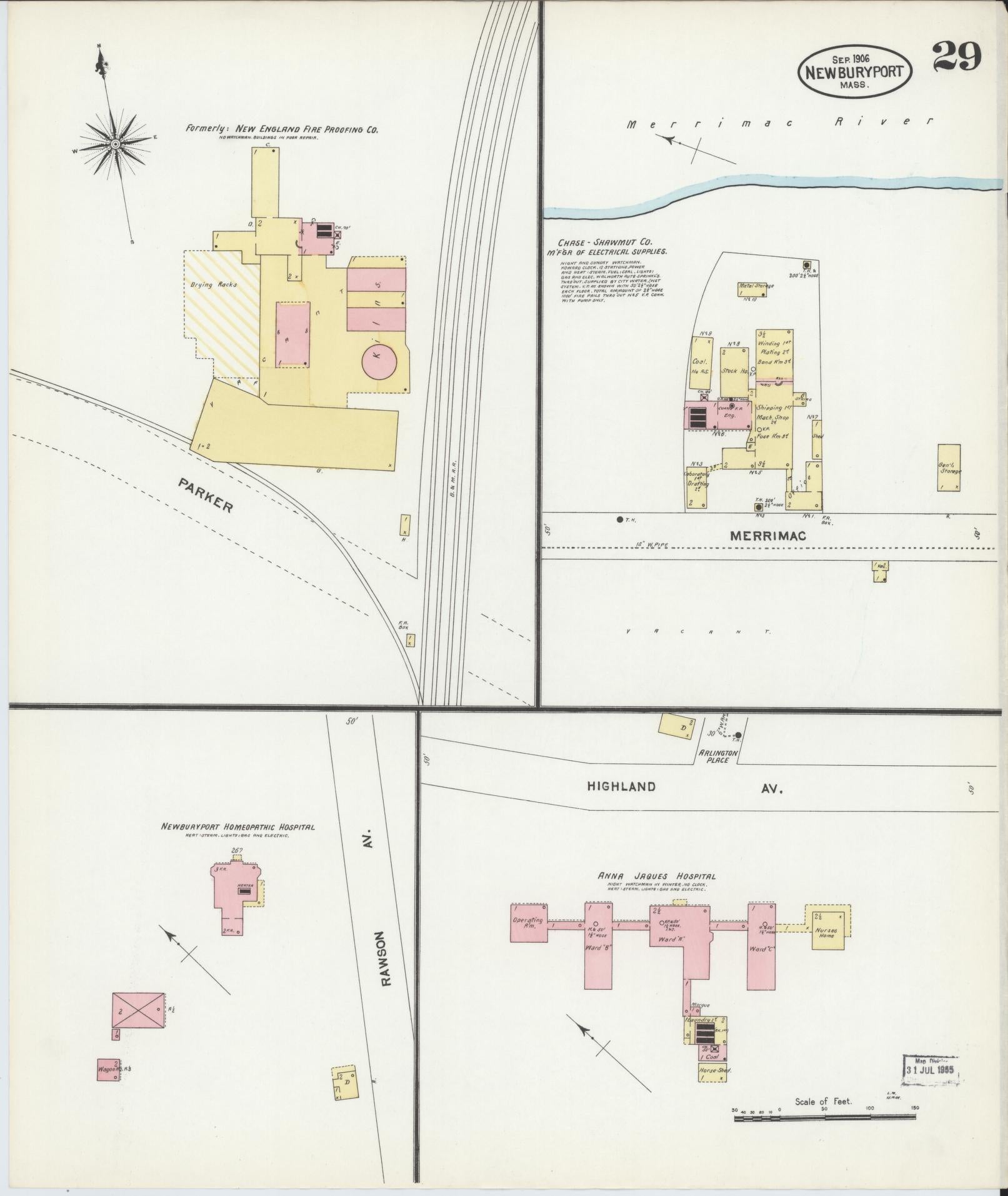 Sanborn Fire Insurance Map from Newburyport, Essex County, Massachusetts (1906), Sheet #0029 - Complete Map Set gallery image, historic Sanborn map, vintage wall art, Massachusetts Massachusetts