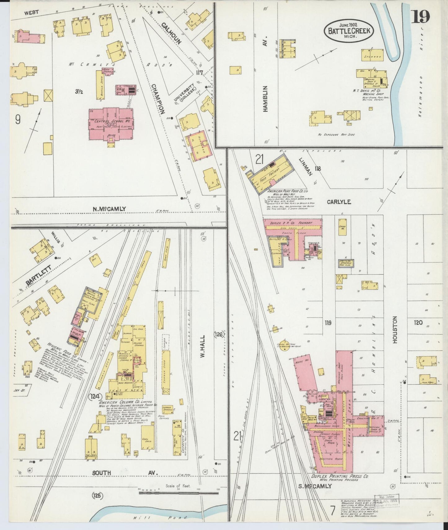 Sanborn Fire Insurance Map from Battle Creek, Calhoun County, Michigan (1902), Sheet #0019 - Historic Sanborn Fire Insurance Map Print, vintage old map wall art, antique decor, genealogy gift, Michigan Michigan map