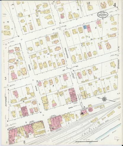Sanborn Fire Insurance Map from Savanna, Carroll County, Illinois (1912), Sheet #0004 - Complete Map Set gallery image, historic Sanborn map, vintage wall art, Illinois Illinois