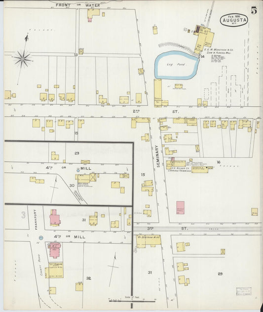 Sanborn Fire Insurance Map from Augusta, Bracken County, Kentucky (1895), Sheet #0005 - Historic Sanborn Fire Insurance Map Print, vintage old map wall art, antique decor, genealogy gift, Kentucky Kentucky map