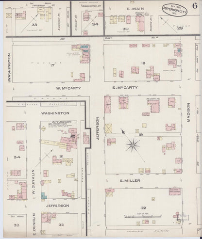 Sanborn Fire Insurance Map from Jefferson City, Cole County, Missouri (1885), Sheet #0006 - Complete Map Set gallery image, historic Sanborn map, vintage wall art, Missouri Missouri