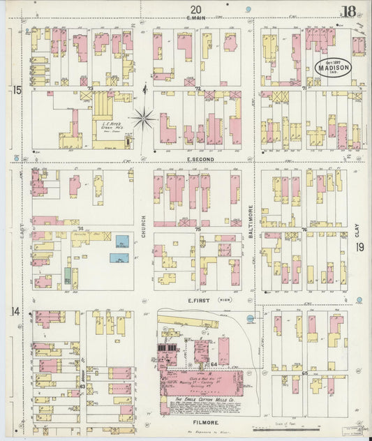 Sanborn Fire Insurance Map from Madison, Jefferson County, Indiana (1897), Sheet #0018 - Historic Sanborn Fire Insurance Map Print, vintage old map wall art, antique decor, genealogy gift, Indiana Indiana map