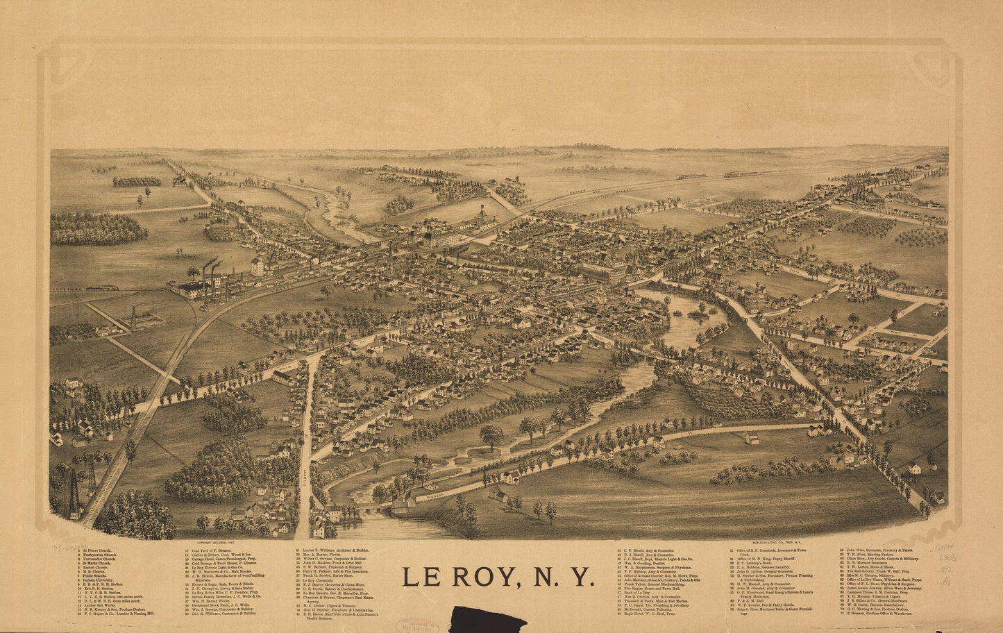 Le Roy, N.Y. (1892) – Historic Bird’s-Eye View Panorama Print