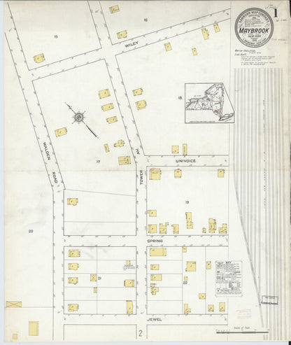 Sanborn Fire Insurance Map from Maybrook, Orange County, New York (1915), Sheet #0001 - Complete Map Set gallery image, historic Sanborn map, vintage wall art, New York New York