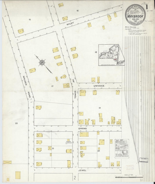 Sanborn Fire Insurance Map from Maybrook, Orange County, New York (1915), Sheet #0001 - Complete Map Set gallery image, historic Sanborn map, vintage wall art, New York New York