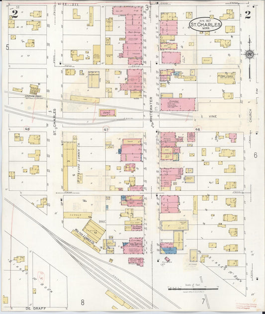 Sanborn Fire Insurance Map from Saint Charles, Winona County, Minnesota (1940), Sheet #0002 - Historic Sanborn Fire Insurance Map Print, vintage old map wall art, antique decor, genealogy gift, Minnesota Minnesota map
