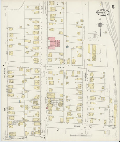 Sanborn Fire Insurance Map from Forest City, Susquehanna County, Pennsylvania (1914), Sheet #0006 - Complete Map Set gallery image, historic Sanborn map, vintage wall art, Pennsylvania Pennsylvania