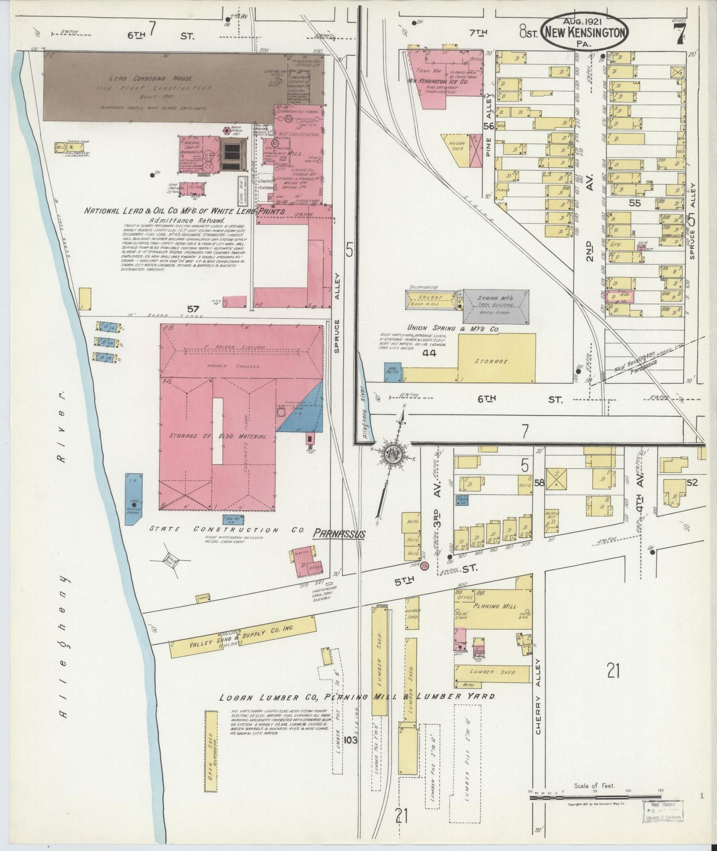 Sanborn Fire Insurance Map from New Kensington, Westmoreland County, Pennsylvania (1921), Sheet #0007 - Complete Map Set gallery image, historic Sanborn map, vintage wall art, Pennsylvania Pennsylvania