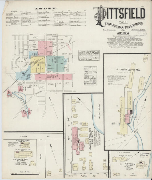 Sanborn Fire Insurance Map from Pittsfield, Berkshire County, Massachusetts (1884), Sheet #0001 - Complete Map Set gallery image, historic Sanborn map, vintage wall art, Massachusetts Massachusetts
