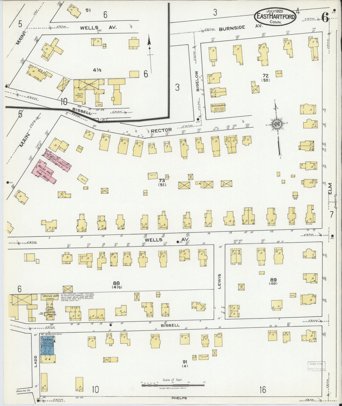 Sanborn Fire Insurance Map from East Hartford, Hartford County, Connecticut (1920), Sheet #0006 - Complete Map Set gallery image, historic Sanborn map, vintage wall art, Connecticut Connecticut