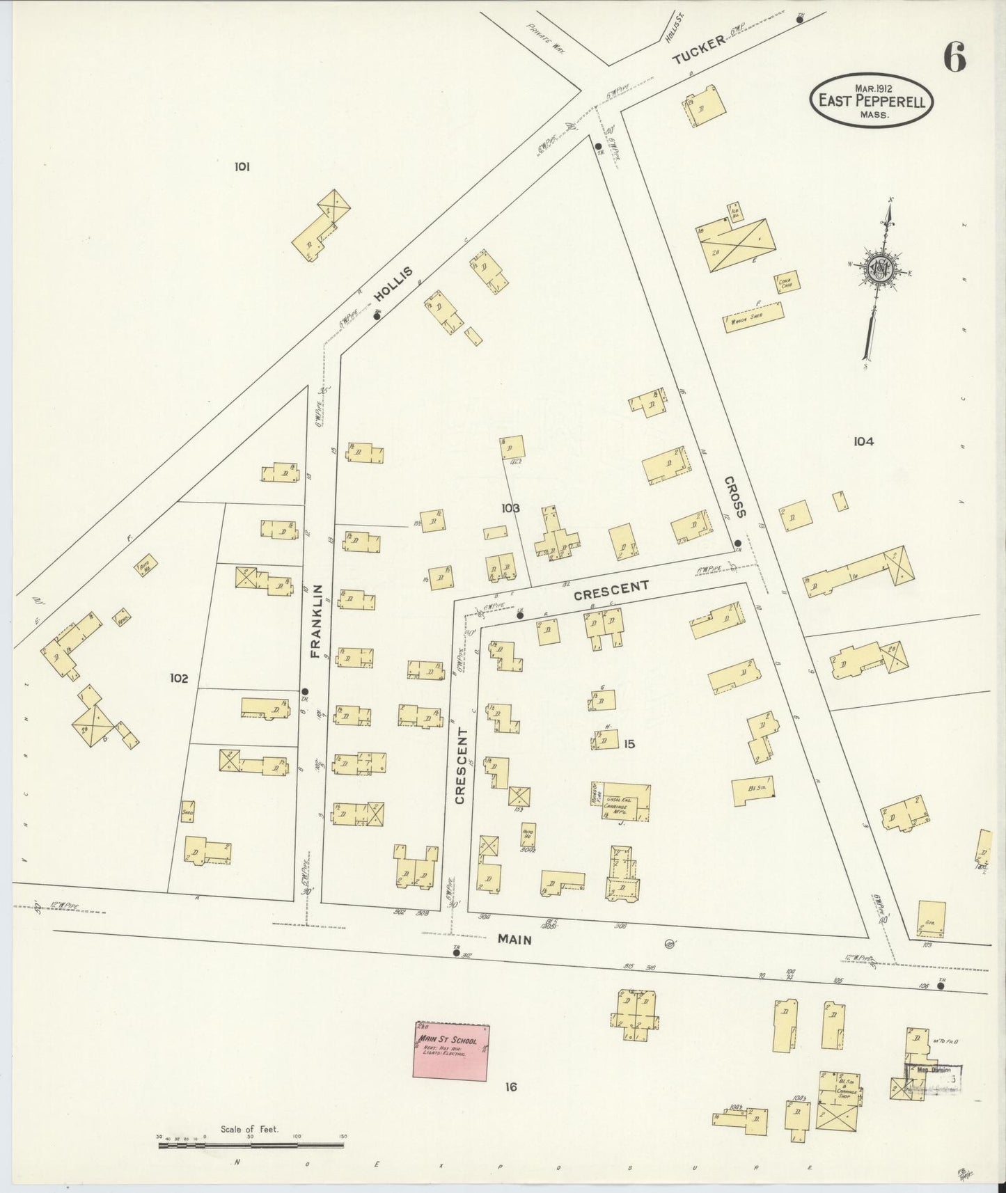 Sanborn Fire Insurance Map from East Pepperell, Middlesex County, Massachusetts (1912), Sheet #0006 - Complete Map Set gallery image, historic Sanborn map, vintage wall art, Massachusetts Massachusetts