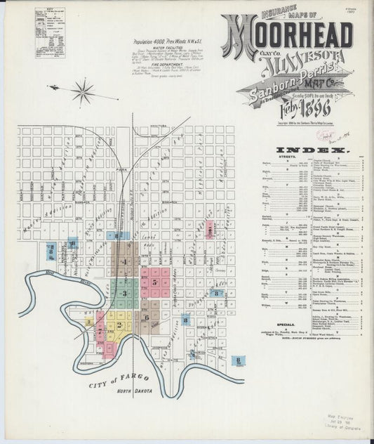 Sanborn Fire Insurance Map from Moorhead, Clay County, Minnesota. (1896) – Map View