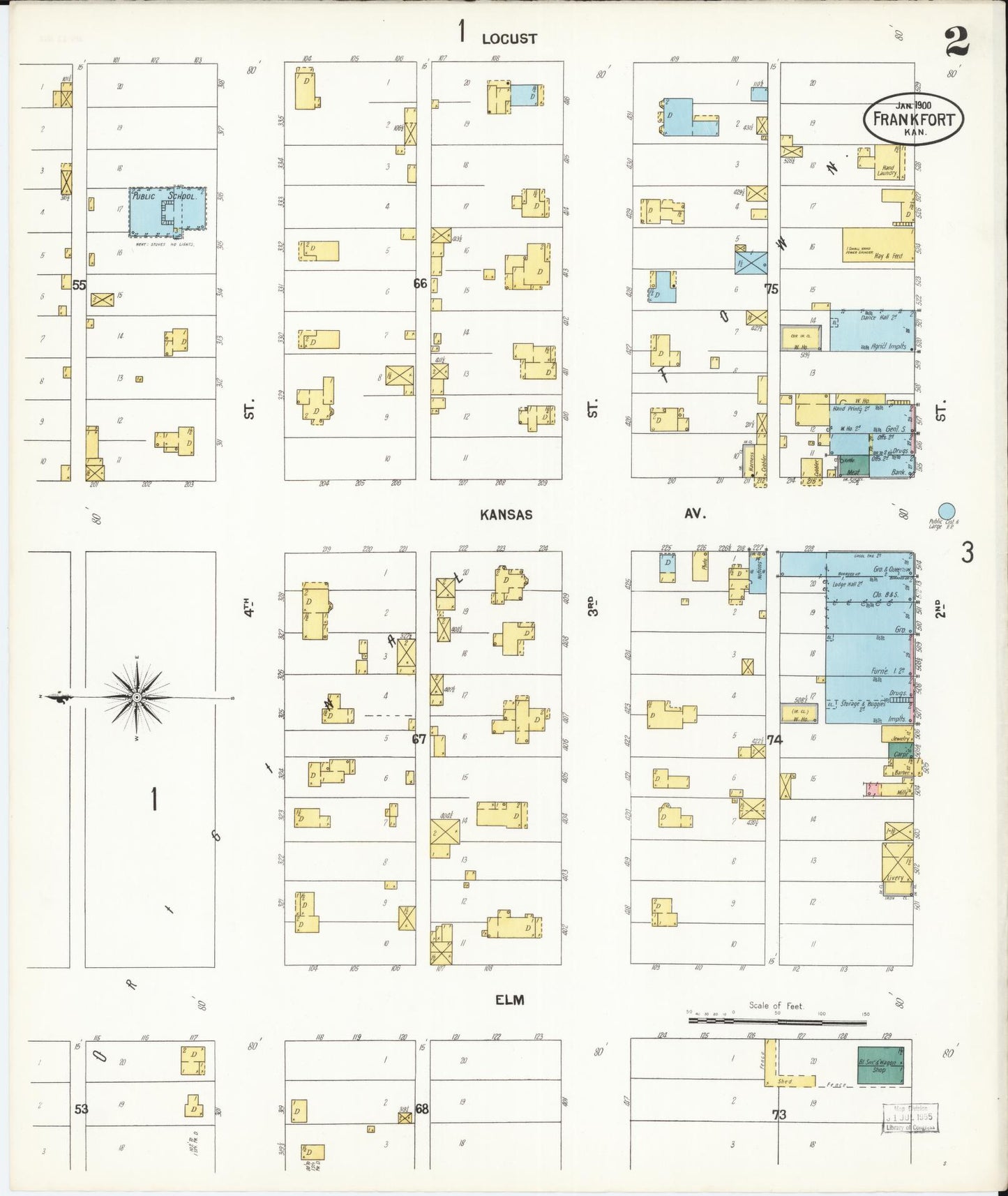 Sanborn Fire Insurance Map from Frankfort, Marshall County, Kansas (1900), Sheet #0002 - Historic Sanborn Fire Insurance Map Print, vintage old map wall art, antique decor, genealogy gift, Kansas Kansas map