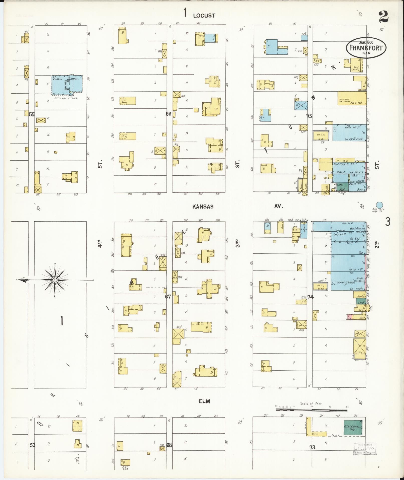 Sanborn Fire Insurance Map from Frankfort, Marshall County, Kansas (1900), Sheet #0002 - Historic Sanborn Fire Insurance Map Print, vintage old map wall art, antique decor, genealogy gift, Kansas Kansas map