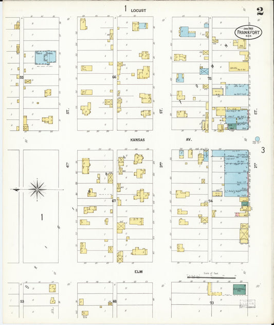 Sanborn Fire Insurance Map from Frankfort, Marshall County, Kansas (1900), Sheet #0002 - Historic Sanborn Fire Insurance Map Print, vintage old map wall art, antique decor, genealogy gift, Kansas Kansas map