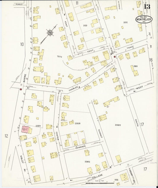 Sanborn Fire Insurance Map from Montpelier, Washington County, Vermont (1915), Sheet #0013 - Historic Sanborn Fire Insurance Map Print, vintage old map wall art, antique decor, genealogy gift, Vermont Vermont map