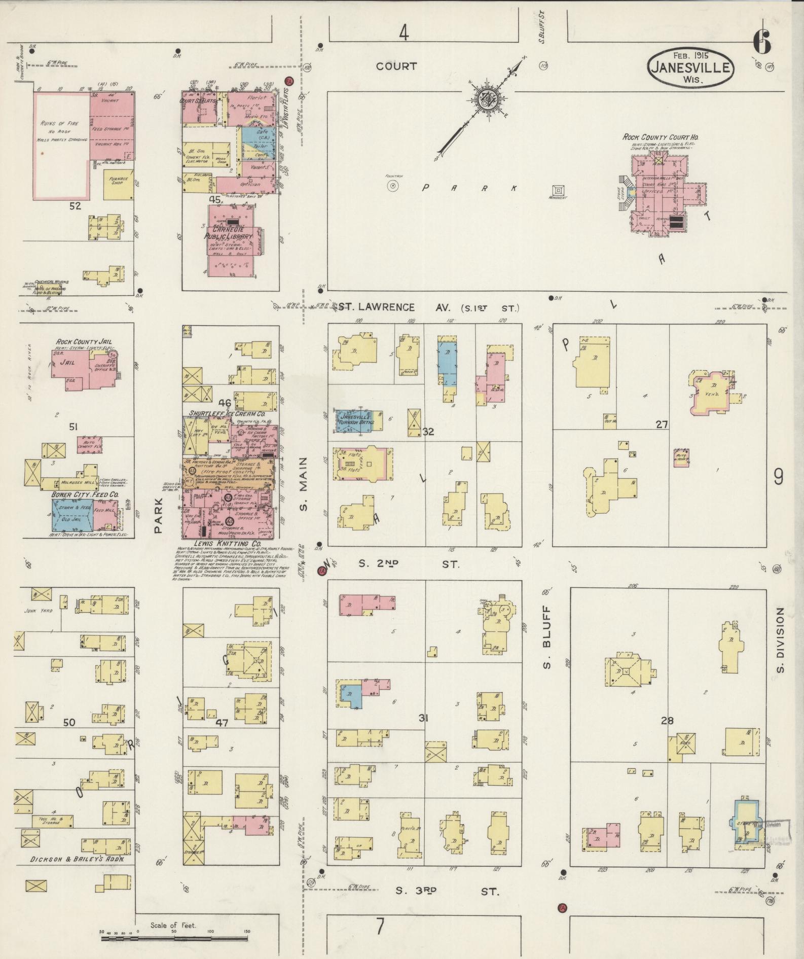 Sanborn Fire Insurance Map from Janesville, Rock County, Wisconsin (1915), Sheet #0006 - Complete Map Set gallery image, historic Sanborn map, vintage wall art, Wisconsin Wisconsin