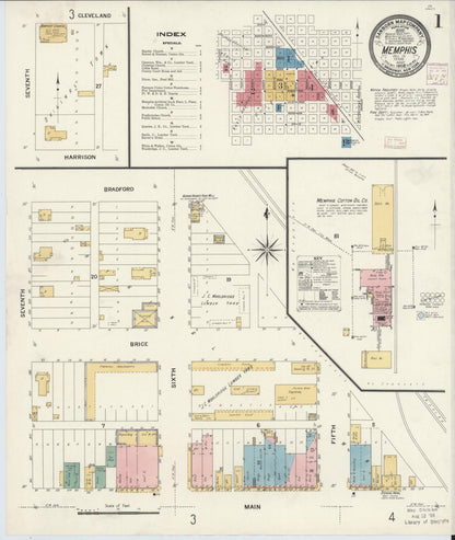 Sanborn Fire Insurance Map from Memphis, Hall County, Texas (1908), Sheet #0001 - Complete Map Set gallery image, historic Sanborn map, vintage wall art, Texas Texas