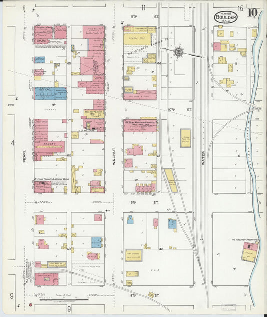 Sanborn Fire Insurance Map from Boulder, Boulder County, Colorado (1918), Sheet #0010 - Historic Sanborn Fire Insurance Map Print, vintage old map wall art, antique decor, genealogy gift, Colorado Colorado map