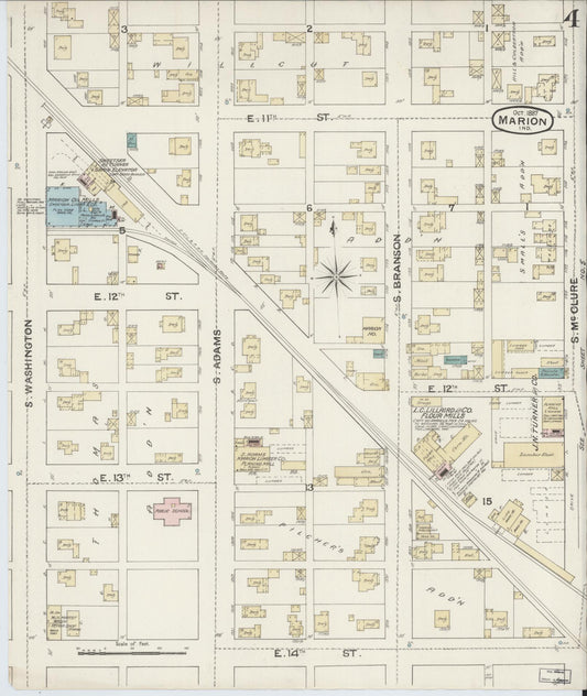 Sanborn Fire Insurance Map from Marion, Grant County, Indiana (1887), Sheet #0004 - Historic Sanborn Fire Insurance Map Print, vintage old map wall art, antique decor, genealogy gift, Indiana Indiana map
