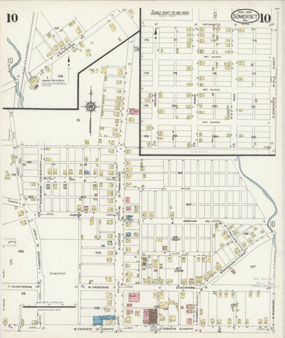 Sanborn Fire Insurance Map from Somerset, Somerset County, Pennsylvania (1924), Sheet #0010 - Historic Sanborn Fire Insurance Map Print, vintage old map wall art, antique decor, genealogy gift, Pennsylvania Pennsylvania map
