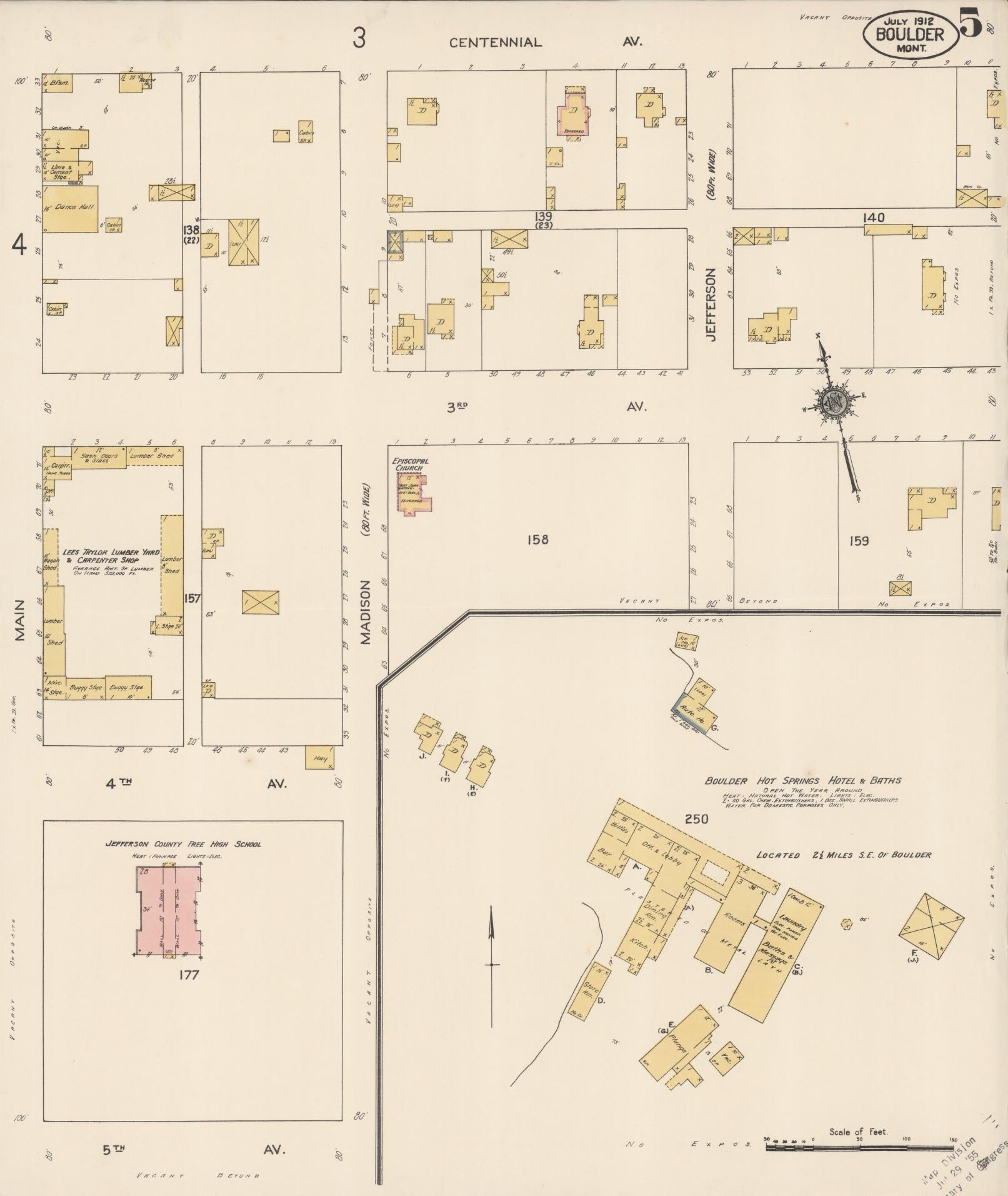 Sanborn Fire Insurance Map from Boulder, Jefferson County, Montana (1912), Sheet #0005 - Complete Map Set gallery image, historic Sanborn map, vintage wall art, Montana Montana