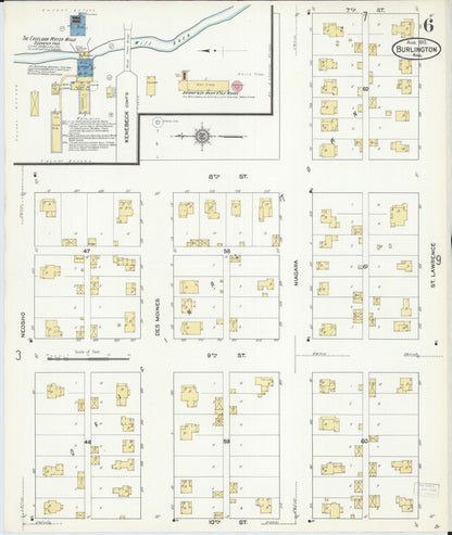 Sanborn Fire Insurance Map from Burlington, Coffey County, Kansas (1912), Sheet #0006 - Complete Map Set gallery image, historic Sanborn map, vintage wall art, Kansas Kansas