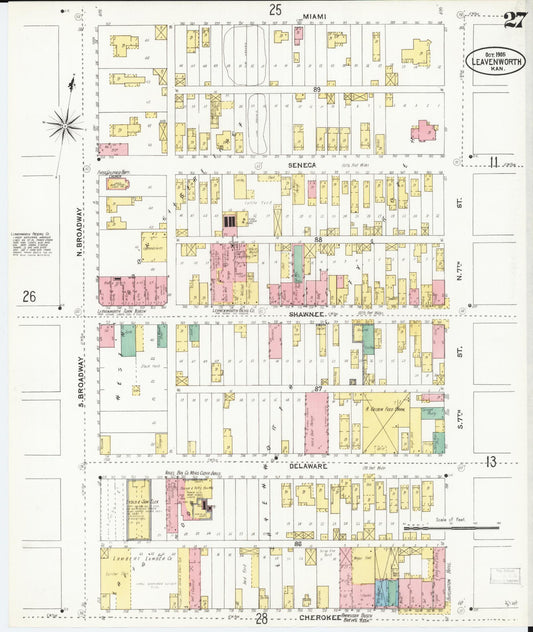Sanborn Fire Insurance Map from Leavenworth, Leavenworth County, Kansas (1905), Sheet #0028 - Historic Sanborn Fire Insurance Map Print, vintage old map wall art, antique decor, genealogy gift, Kansas Kansas map