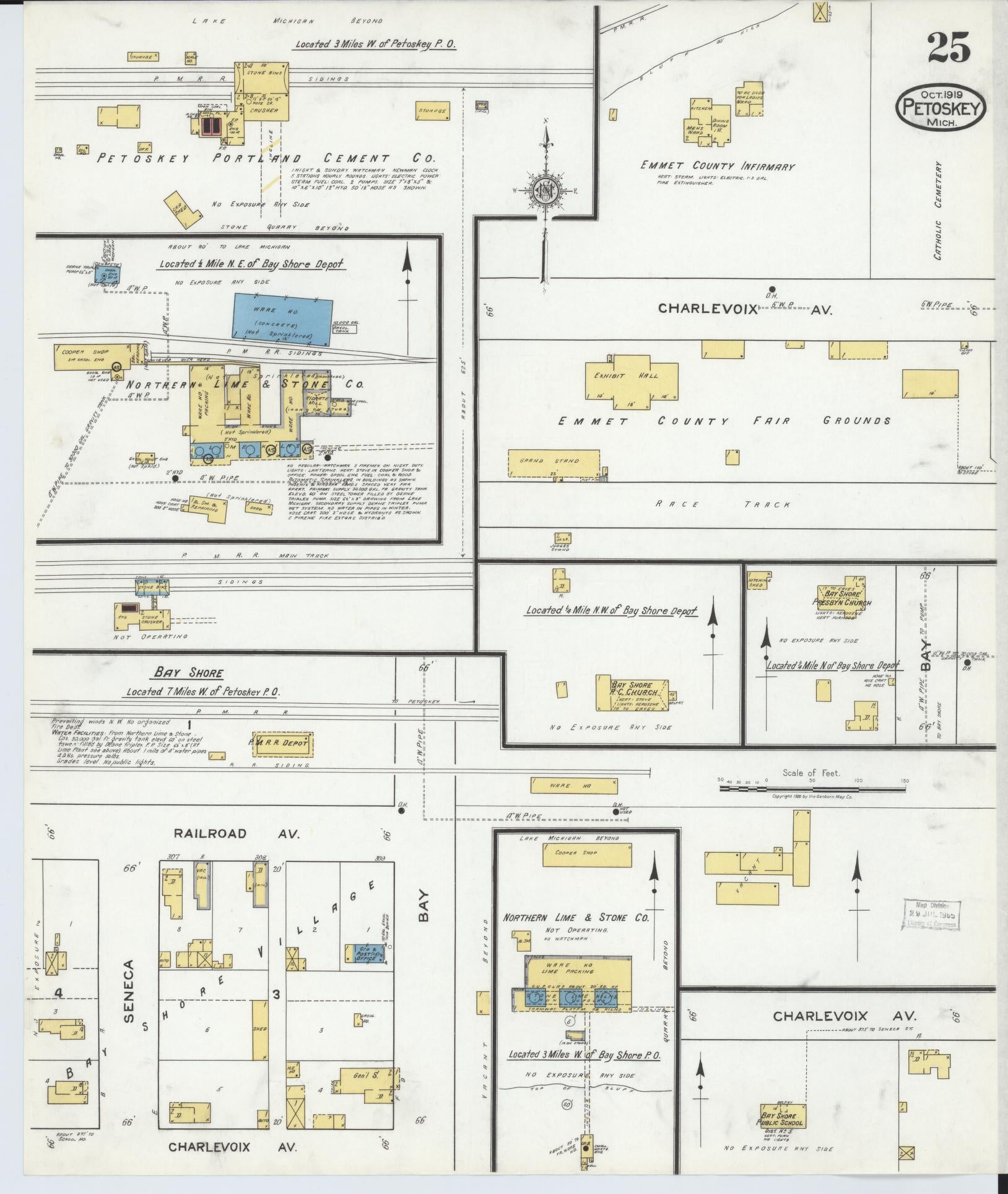 Sanborn Fire Insurance Map from Petoskey, Emmet County, Michigan (1919), Sheet #0025 - Complete Map Set gallery image, historic Sanborn map, vintage wall art, Michigan Michigan
