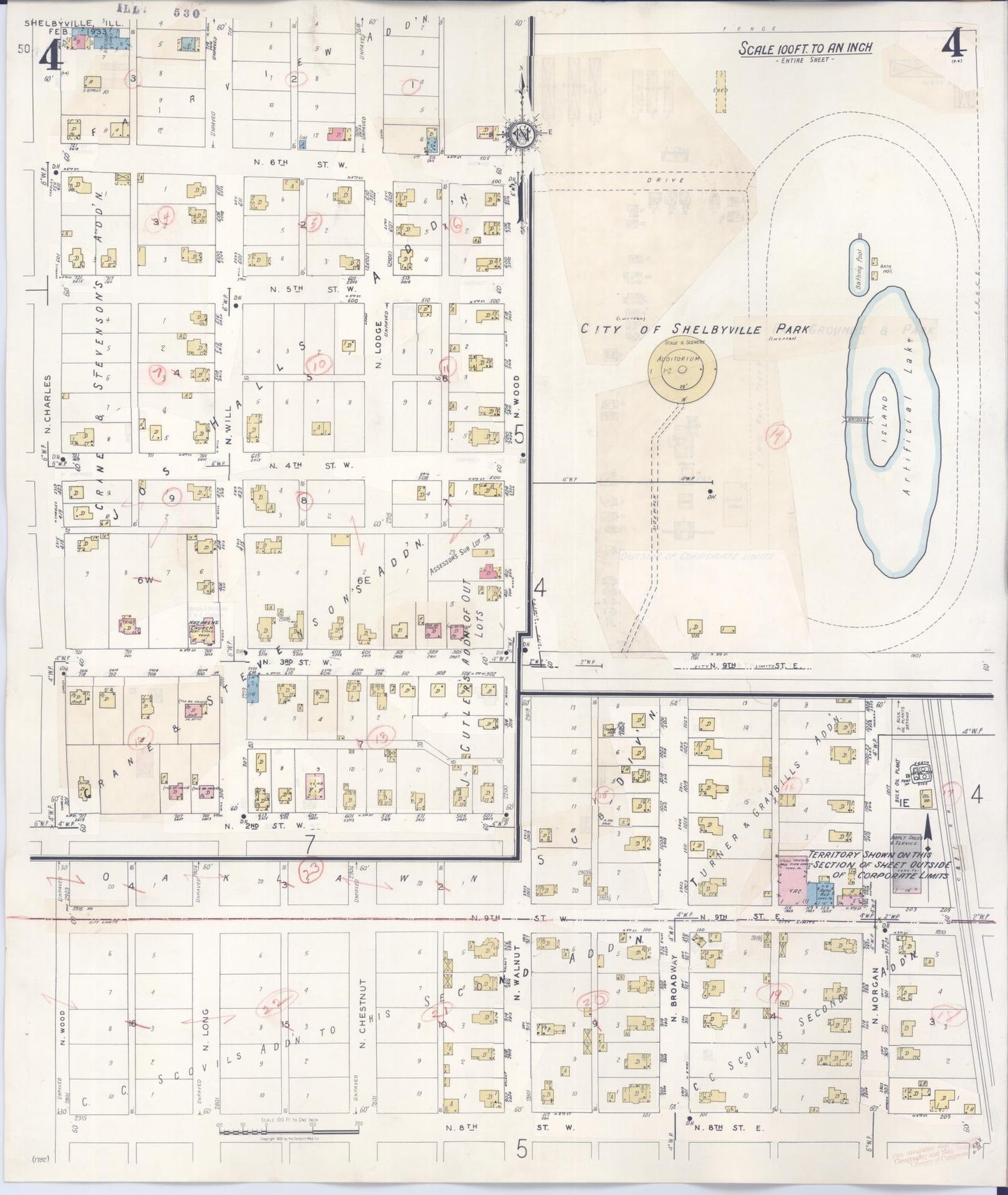 Sanborn Fire Insurance Map from Shelbyville, Shelby County, Illinois (1941), Sheet #0004 - Complete Map Set gallery image, historic Sanborn map, vintage wall art, Illinois Illinois