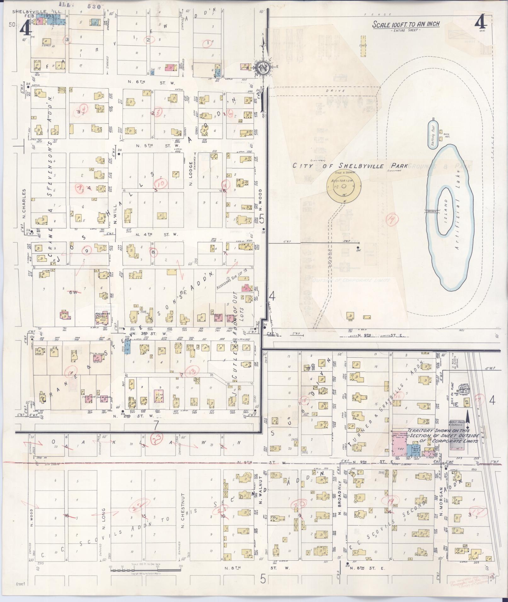 Sanborn Fire Insurance Map from Shelbyville, Shelby County, Illinois (1941), Sheet #0004 - Complete Map Set gallery image, historic Sanborn map, vintage wall art, Illinois Illinois