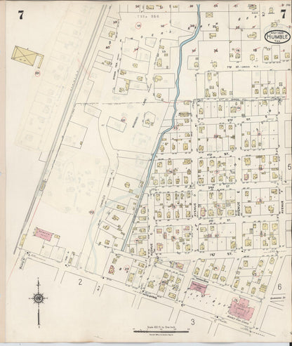 Sanborn Fire Insurance Map from Humble, Harris County, Texas (1940), Sheet #0007 - Historic Sanborn Fire Insurance Map Print, vintage old map wall art, antique decor, genealogy gift, Texas Texas map