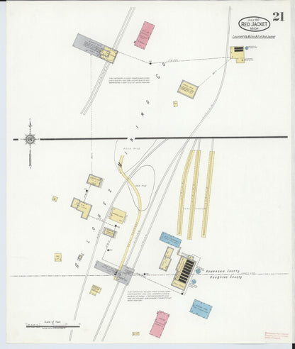 Sanborn Fire Insurance Map from Red Jacket, Houghton County, Michigan (1917), Sheet #0021 - Complete Map Set gallery image, historic Sanborn map, vintage wall art, Michigan Michigan