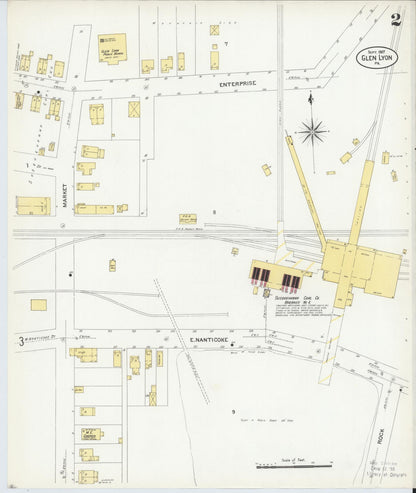 Sanborn Fire Insurance Map from Glen Lyon, Luzerne County, Pennsylvania (1907), Sheet #0002 - Historic Sanborn Fire Insurance Map Print, vintage old map wall art, antique decor, genealogy gift, Pennsylvania Pennsylvania map