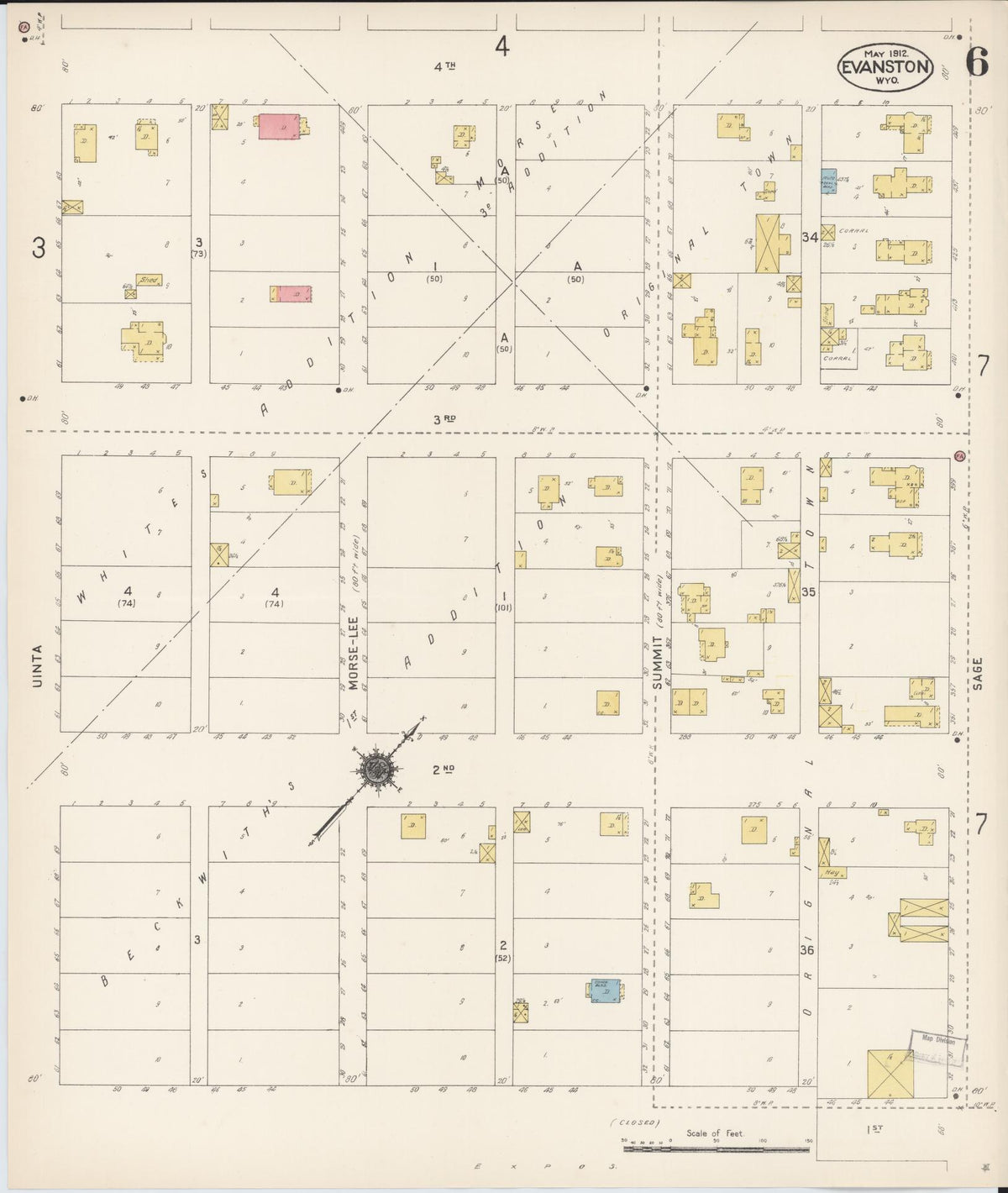 Sanborn Fire Insurance Map from Evanston, Uinta County, Wyoming (1912), Sheet #0006 - Complete Map Set gallery image, historic Sanborn map, vintage wall art, Wyoming Wyoming