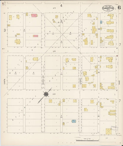 Sanborn Fire Insurance Map from Evanston, Uinta County, Wyoming (1912), Sheet #0006 - Complete Map Set gallery image, historic Sanborn map, vintage wall art, Wyoming Wyoming