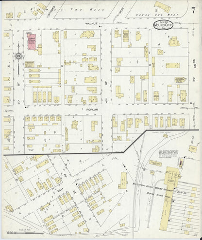Sanborn Fire Insurance Map from Mound City, Pulaski County, Illinois (1914), Sheet #0007 - Complete Map Set gallery image, historic Sanborn map, vintage wall art, Illinois Illinois