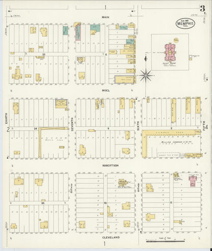 Sanborn Fire Insurance Map from Memphis, Hall County, Texas (1908), Sheet #0003 - Complete Map Set gallery image, historic Sanborn map, vintage wall art, Texas Texas