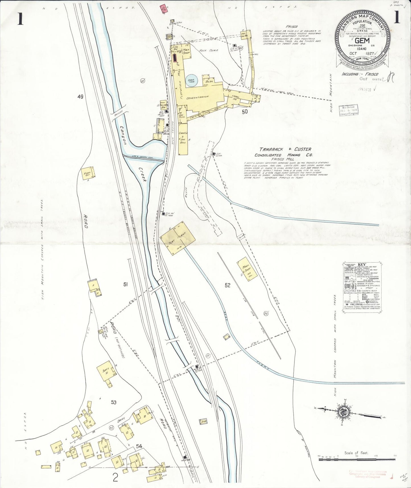 Sanborn Fire Insurance Map from Gem, Shoshone County, Idaho (1927), Sheet #0001 - Complete Map Set gallery image, historic Sanborn map, vintage wall art, Idaho Idaho