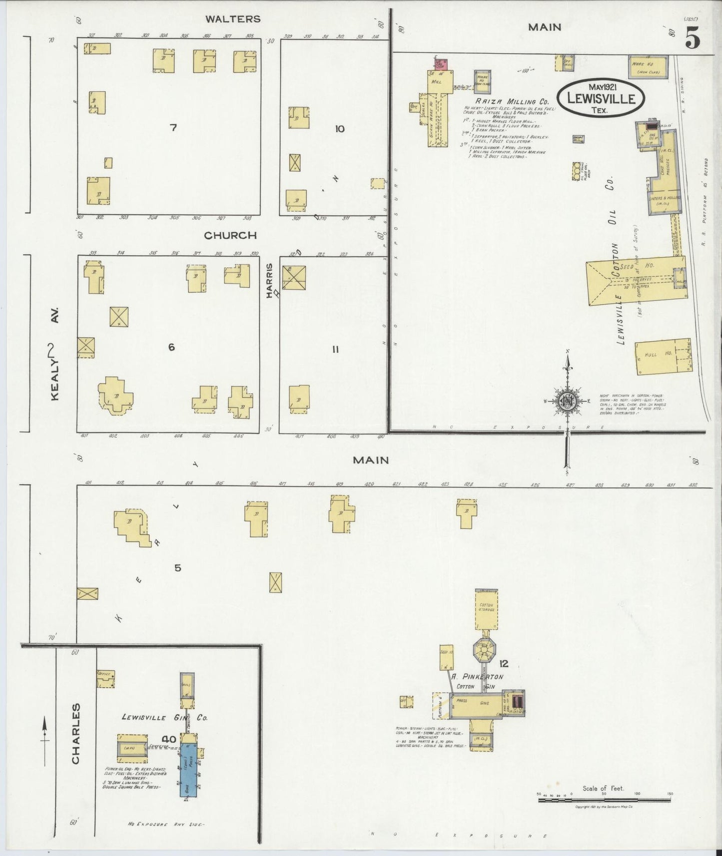 Sanborn Fire Insurance Map from Lewisville, Denton County, Texas (1921), Sheet #0005 - Complete Map Set gallery image, historic Sanborn map, vintage wall art, Texas Texas