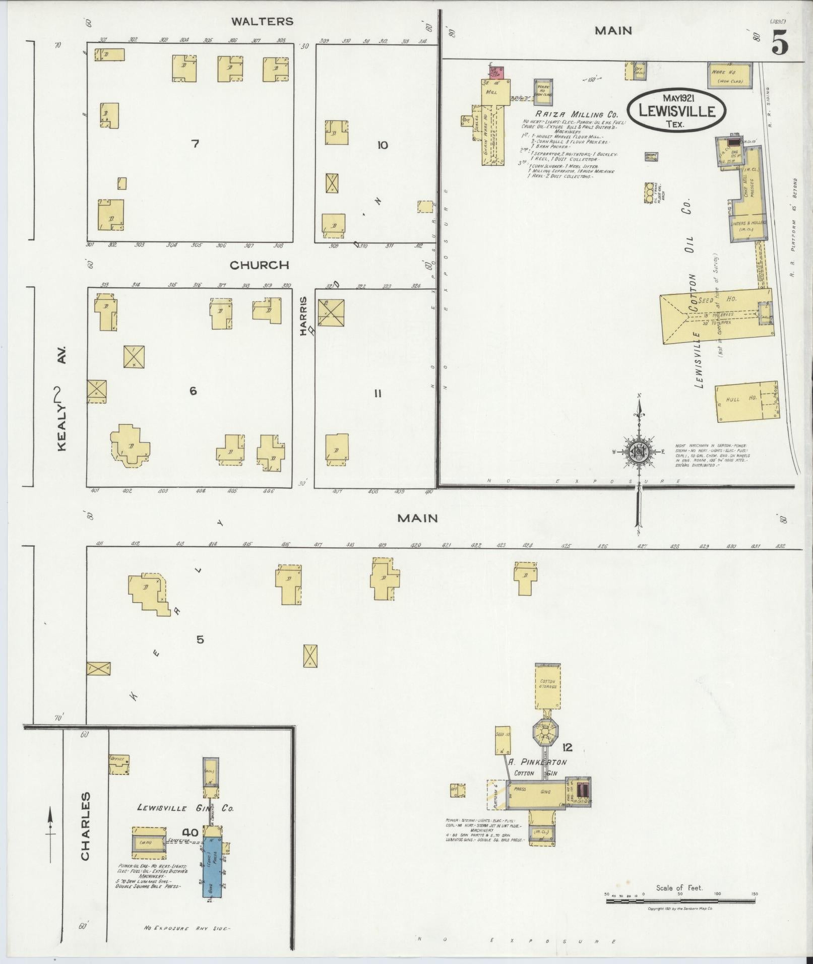 Sanborn Fire Insurance Map from Lewisville, Denton County, Texas (1921), Sheet #0005 - Complete Map Set gallery image, historic Sanborn map, vintage wall art, Texas Texas