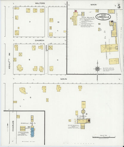 Sanborn Fire Insurance Map from Lewisville, Denton County, Texas (1921), Sheet #0005 - Complete Map Set gallery image, historic Sanborn map, vintage wall art, Texas Texas